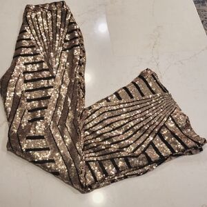 Rose Gold and Black Sequin Bell Bottoms sz M